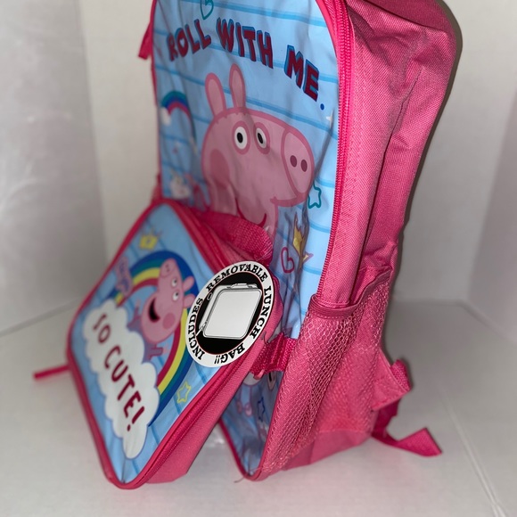 Girls peppa pig Bookbag with lunchbox - Picture 2 of 6